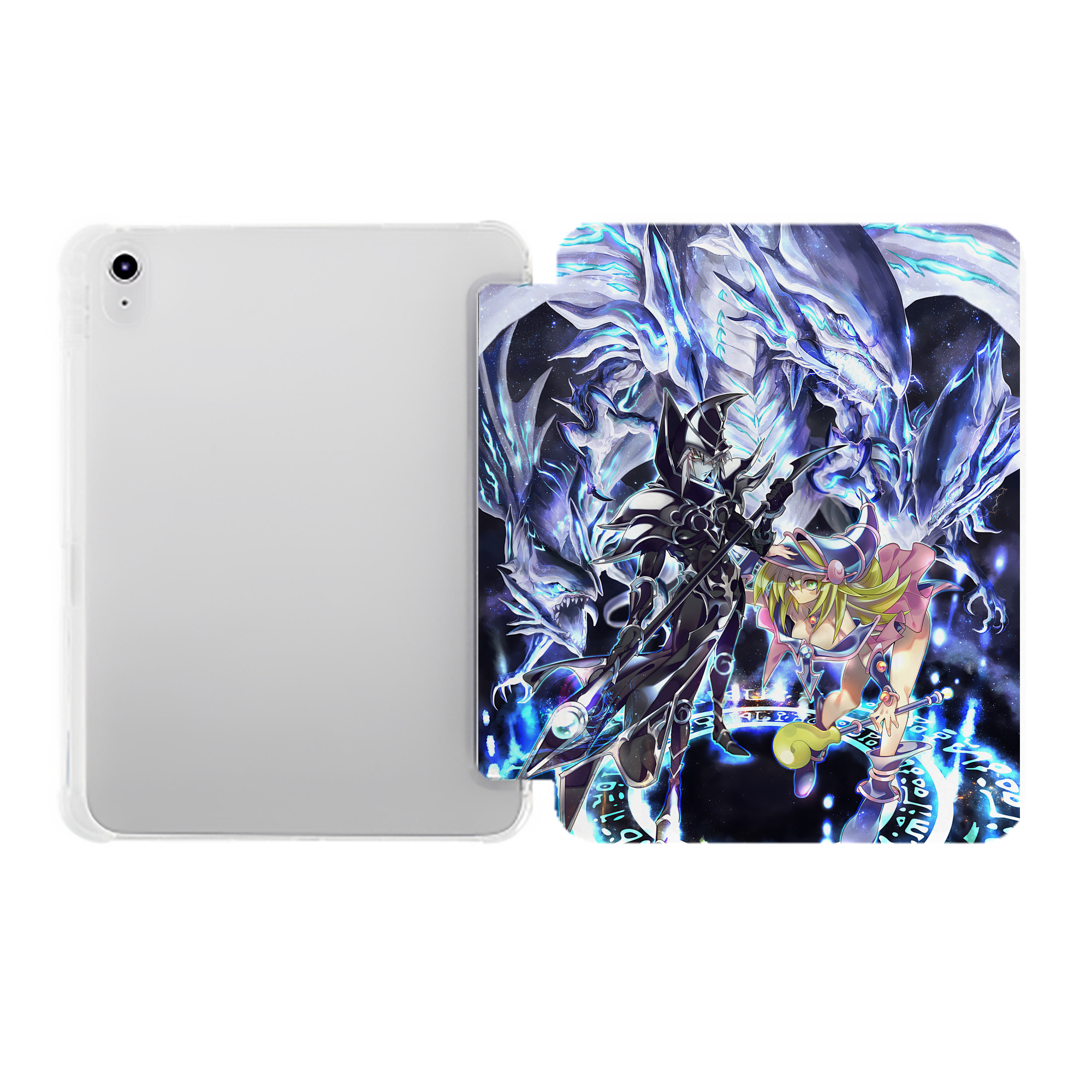 （画像用） 遊☆戯☆王 Yu-Gi-Oh! IPad ケース ペン収納付き 三つ折りスタンド PUレザー×シリコン 対応機種9.5/10.5/10.9インチ